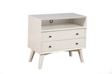 Alpine Furniture Flynn Large Nightstand, White 966-W-22 Gray Mahogany Solids & Okoume Veneer 28 x 15 x 26