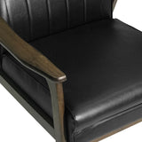 Hoye Mid-Century Modern Accent Chair, Matte Black and Walnut Noble House