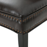 Jackie Contemporary Bonded Leather Dining Chair with Nailhead Accents, Brown and Dark Brown Noble House