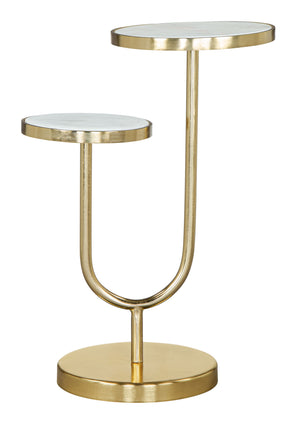 Zuo Modern Marc Marble, Iron Modern Commercial Grade Side Table White, Gold Marble, Iron