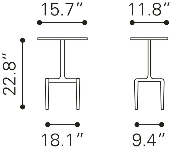 Zuo Modern Clement Marble, MDF, Aluminum Modern Commercial Grade Side Table White, Gold Marble, MDF, Aluminum