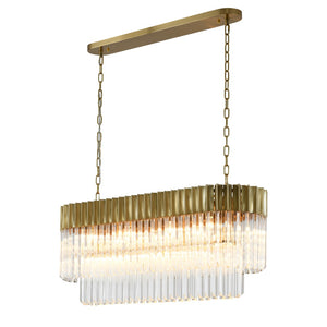 Bethel Brass Chandelier in Stainless Steel & Crystal