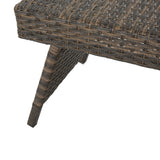 Thira Outdoor Wicker Lounge Set wide Side Table, Mix Mocha Noble House