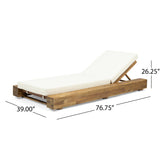 Broadway Outdoor Acacia Wood Chaise Lounge and Cushion Sets, Teak and Cream Noble House