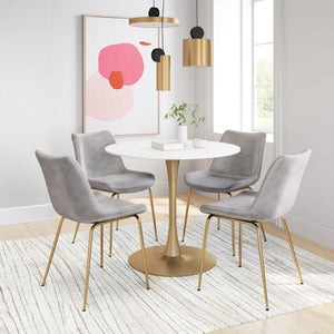 Zuo Modern Tony 100% Polyester, Plywood, Steel Modern Commercial Grade Dining Chair Set - Set of 2 Gray, Gold 100% Polyester, Plywood, Steel