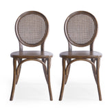 Chrystie Elm Wood and Rattan Dining Chair, Brown Noble House