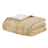 Woolrich Heated Plush to Berber Casual 100% Polyester Knitted Microlight/Berber Solid Heated Throw WR54-1769