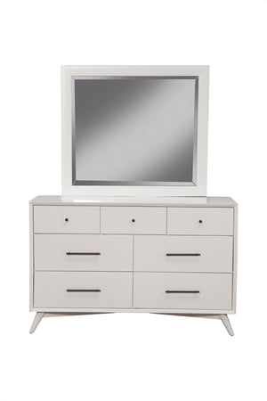 Alpine Furniture Flynn Mid Century Modern Mirror, White 966-W-06 White Mahogany Solids & Okoume Veneer 42 x 1 x 37