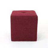 Cayla Deep Red Fabric Square Ottoman