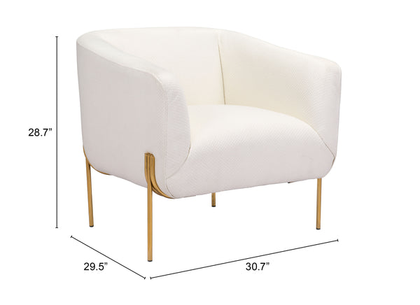 Zuo Modern Micaela 100% Polyester, Plywood, Steel Modern Commercial Grade Arm Chair Ivory, Gold 100% Polyester, Plywood, Steel
