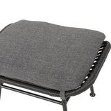 Noble House Montana Outdoor 5 Piece Wicker Chat Set with Ottomans, Gray and Dark Gray