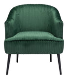 Zuo Modern Ranier 100% Polyester, Plywood, Steel Modern Commercial Grade Accent Chair Green, Black 100% Polyester, Plywood, Steel