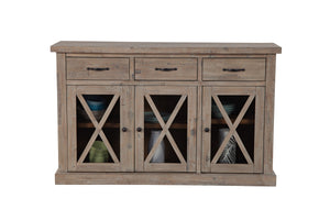 Alpine Furniture Newberry Sideboard, Weathered Natural 2068-06 Weathered Natural Acacia Solids 58 x 18 x 36