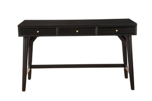 Alpine Furniture Flynn Large Desk, Black 966BLK-66 Black Mahogany Solids & Okoume Veneer 52 x 24 x 30.5