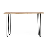 Plumb Handcrafted Modern Industrial Acacia Wood Console Table with Hairpin Legs