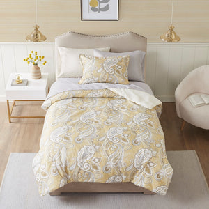 Madison Park Essentials Gracelyn Casual Paisley Print 6 Piece Comforter Set with Sheets   CS10-1315