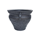 Largo Outdoor Traditional Garden Urn Planter Pot with Floral Design, Black Noble House