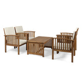 Christopher Knight Home® Carolina Outdoor 4-Seater Acacia Wood Club Chairs with Coffee Table