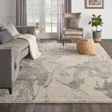 Nourison Fusion FSS16 Modern Machine Made Power-loomed Indoor only Area Rug Cream Grey 7'10" x 10'6" 99446488350