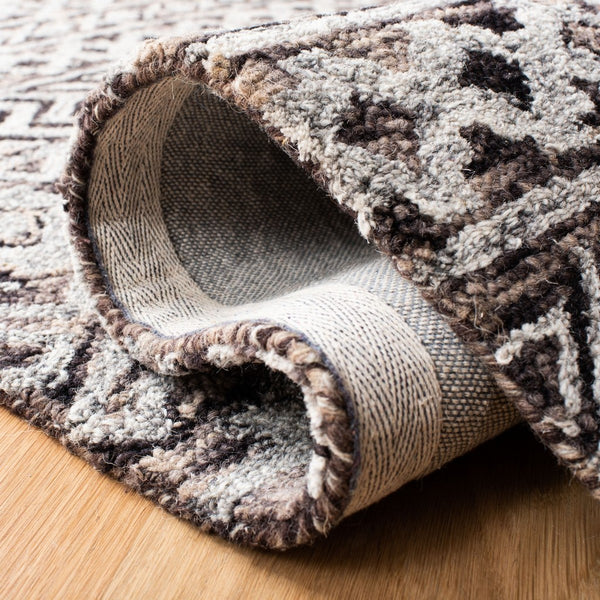 Abstract 252 Contemporary Hand Tufted 85% Wool, 15% Cotton Rug Grey / Brown