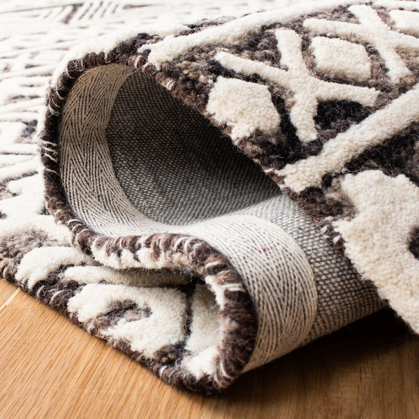 Abstract 259 Contemporary Hand Tufted 85% Wool, 15% Cotton Rug Ivory / Grey