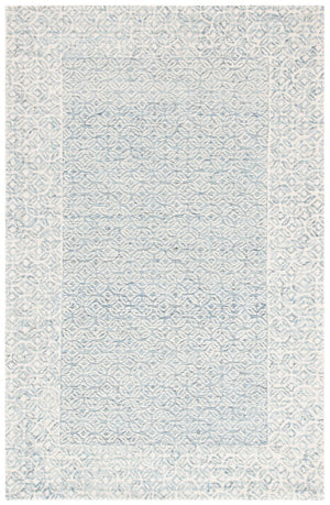 Abstract 342 Contemporary Hand Tufted 80% Wool, 20% Cotton Rug Blue / Ivory
