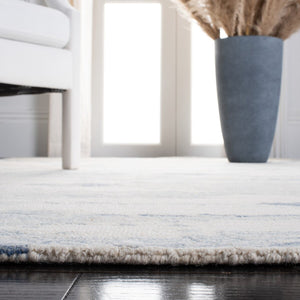Abstract 465 Contemporary Hand Tufted 100% Wool Rug Ivory / Blue