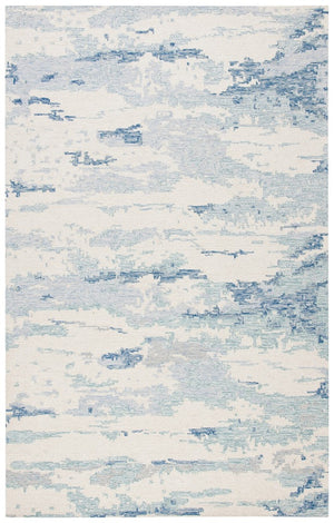 Abstract 465 Contemporary Hand Tufted 100% Wool Rug Ivory / Blue