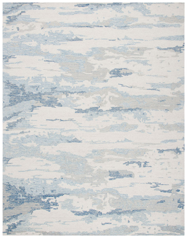 Abstract 465 Contemporary Hand Tufted 100% Wool Rug Ivory / Blue
