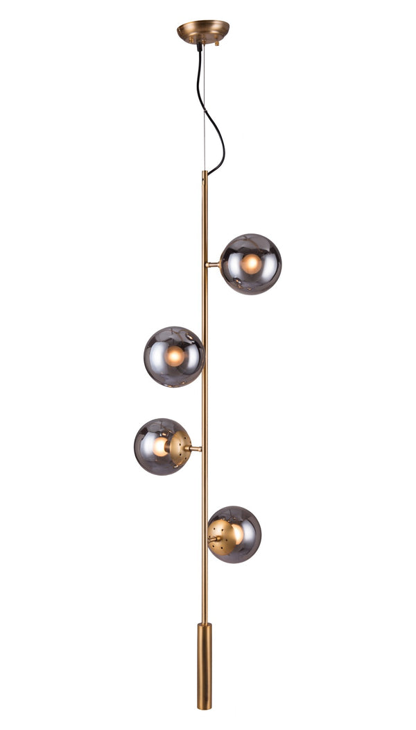Zuo Modern Zatara Steel, Glass Modern Commercial Grade Ceiling Lamp Brass, Black Steel, Glass