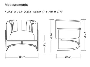 VIG Furniture Modrest Landau Modern Grey Velvet & Gold Accent Chair VGRH-AC406-GRY