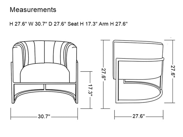 VIG Furniture Modrest Landau Modern Grey Velvet & Gold Accent Chair VGRH-AC406-GRY