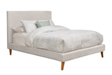 Britney California King Upholstered Platform Bed, Light Grey Linen