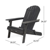 Hanlee Outdoor Rustic Acacia Wood Folding Adirondack Chair, Dark Gray