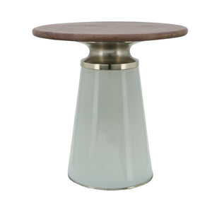 Sagebrook Home Contemporary Wooden Top, 18"h Nebular Side Table, Cream 16571-02 Cream Glass