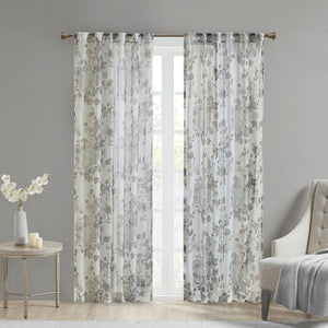 madison park simone transitional 100 polyester printed floral rod pocket and back tab voile sheer