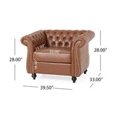 Silverdale Traditional Chesterfield Club Chairs, Cognac Brown and Dark Brown Noble House