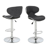 Carlota Modern Adjustable Height 24"-32" Fabric Swivel Barstool, Dark Gray Tweed Noble House