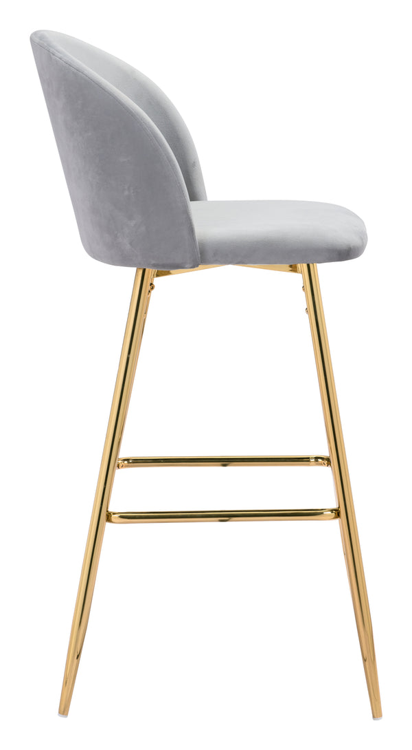 Zuo Modern Cozy 100% Polyester, Plywood, Steel Modern Commercial Grade Barstool Gray, Gold 100% Polyester, Plywood, Steel