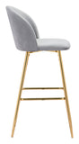 Zuo Modern Cozy 100% Polyester, Plywood, Steel Modern Commercial Grade Barstool Gray, Gold 100% Polyester, Plywood, Steel