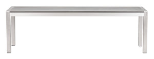 Zuo Modern Metropolitan Aluminum, Polyethylene Modern Commercial Grade Double Bench Gray, Silver Aluminum, Polyethylene