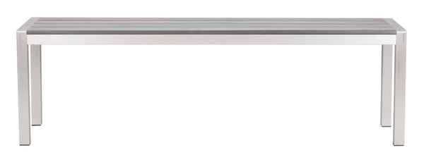 Zuo Modern Metropolitan Aluminum, Polyethylene Modern Commercial Grade Double Bench Gray, Silver Aluminum, Polyethylene