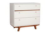 Alpine Furniture Dakota 3 Drawer Small Chest 1974-04 White with Acorn Accents Mahogany Solids & Veneer 36 x 18 x 34