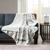 Madison Park Sachi Modern/Contemporary 100% Polyester Marble Printed Knitted Long Fur Throw MP50-4906