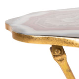 Safavieh Celeste Faux Agate Side Table Multi Blue & Maroon Gold Metal ACC3204A