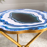 Safavieh Celeste Faux Agate Side Table Multi Blue & Purple Gold Metal ACC3204B