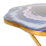 Safavieh Celeste Faux Agate Side Table Multi Blue & Purple Gold Metal ACC3204B