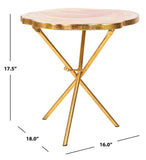 Safavieh Giselle Faux Agate Side Table Multi Orange Gold Metal ACC3206A