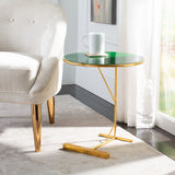 Safavieh Sionne Round C Table Hunter Green Gold Metal ACC3210C