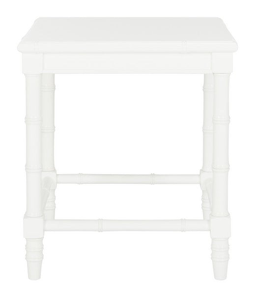 Safavieh Liviah Accent Table Modern Coastal 22"H Bamboo White Wood NC Coating MDF ACC3500A 889048339620
